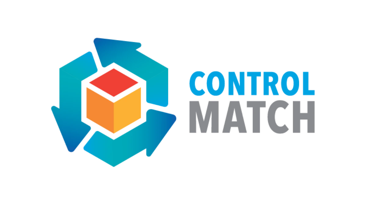 Logo de Control Match en color azul, naranja y rojo sobre fondo transparente