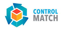 Logo de Control Match en color azul, naranja y rojo sobre fondo transparente